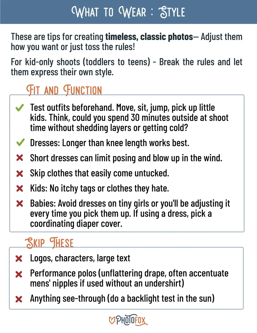 fit and functional clothing tips for a photoshoot